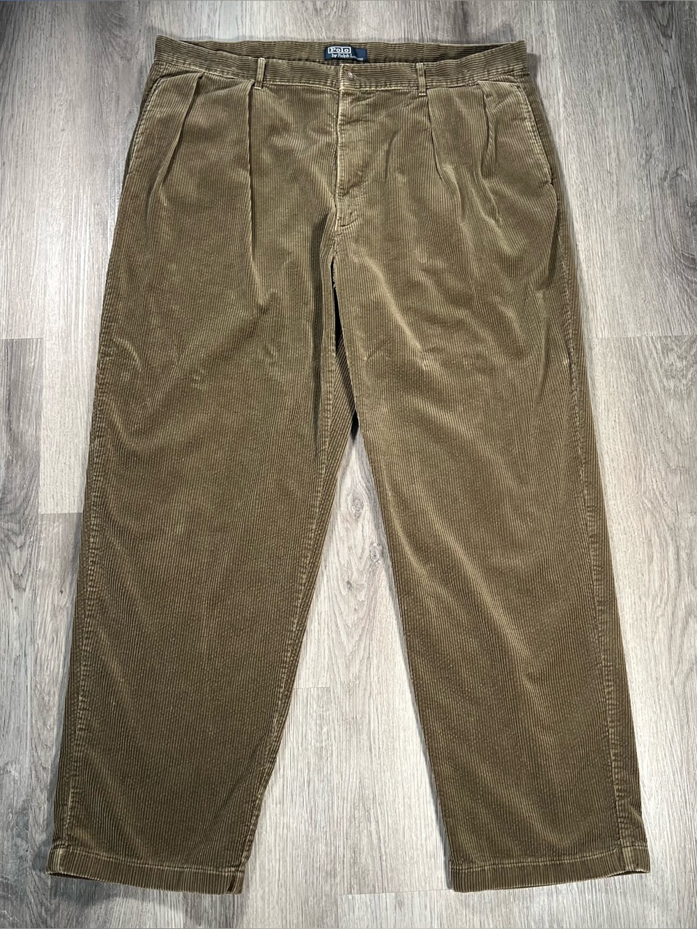 VTG Polo Ralph Lauren Polo Cords Mens Brown Corduroy Preppy Pleated Pants 42x31